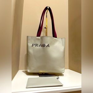 Prada Vitello Vintage Shopping Tote and Pouch
